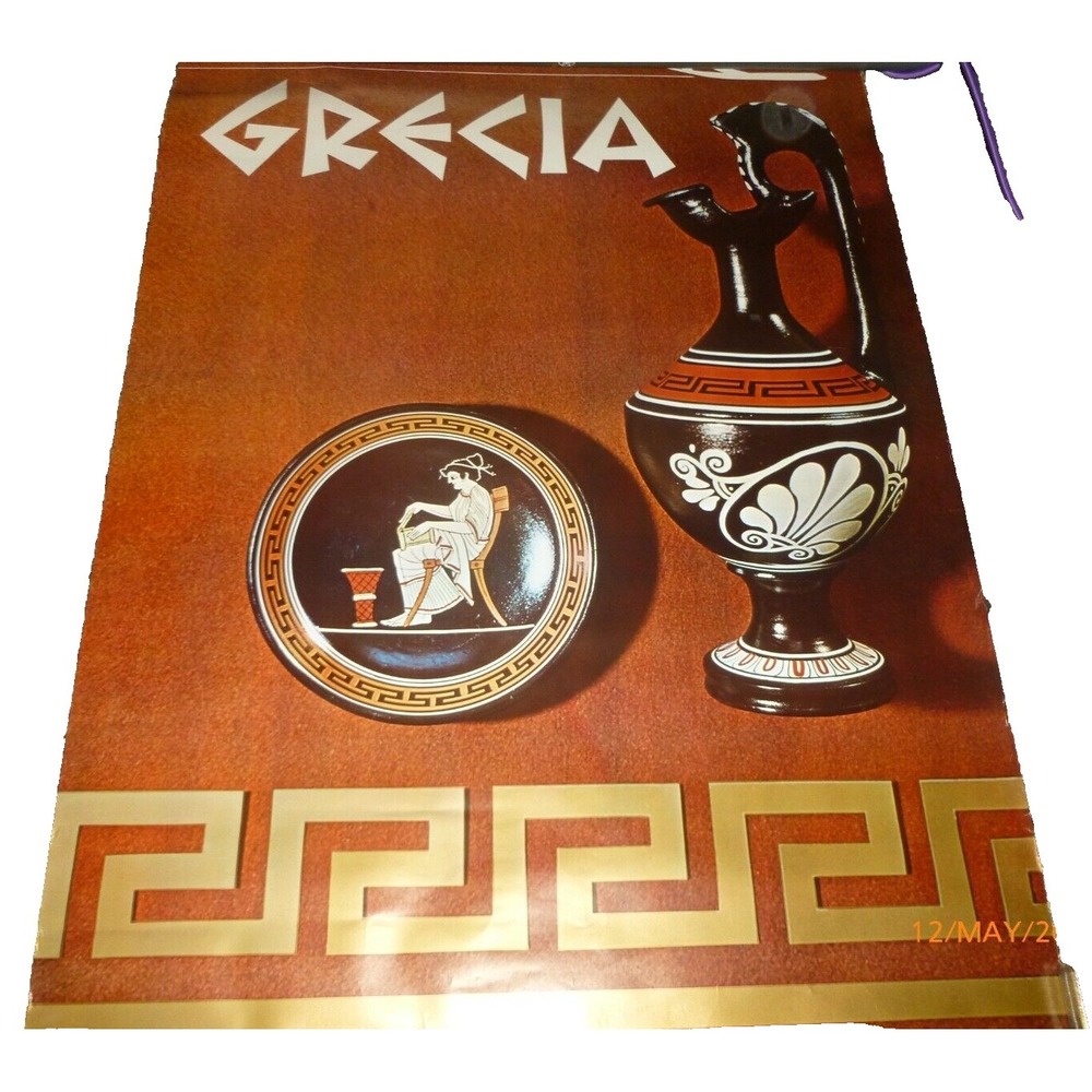 Vintage Iberia Airlines Grecia‎ Greece Travel Poster A Moreno Printed Spain Art